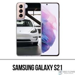 Custodia per Samsung Galaxy S21 - Tesla Model 3 bianca