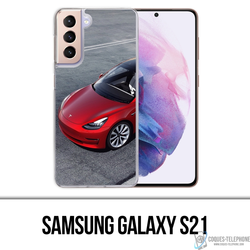 Carcasa para Samsung Galaxy S21 - Tesla Model 3 Roja