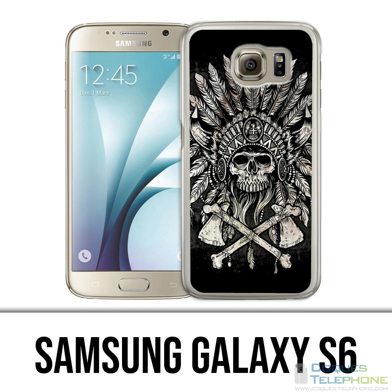 Samsung Galaxy S6 Hülle - Skull Head Feathers