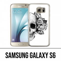 Samsung Galaxy S6 Hülle - Skull Head Roses Schwarz Weiß