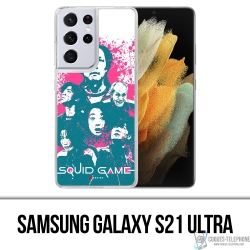 Funda Samsung Galaxy S21 Ultra - Splash de personajes del juego Squid