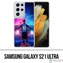 Cover Samsung Galaxy S21 Ultra - Messi PSG Parigi Torre Eiffel