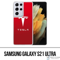 Coque Samsung Galaxy S21 Ultra - Tesla Logo Rouge