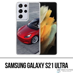 Custodia per Samsung Galaxy S21 Ultra - Tesla Model 3 Rossa