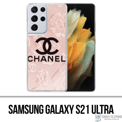 Samsung Galaxy S21 Ultra Case - Chanel Rosa Hintergrund