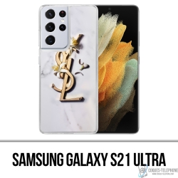 Coque Samsung Galaxy S21 Ultra - YSL Yves Saint Laurent Marbre Fleurs