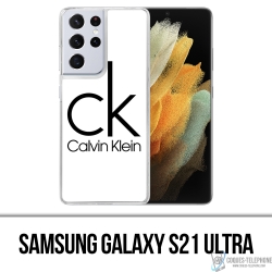 Custodia Samsung Galaxy S21 Ultra - Logo Calvin Klein Bianco