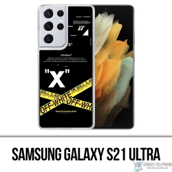 Custodia per Samsung Galaxy S21 Ultra - Righe incrociate bianco sporco