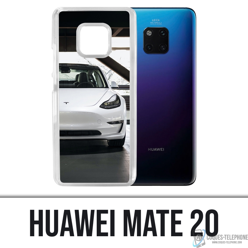 Carcasa para Huawei Mate 20 - Tesla Model 3 Blanca