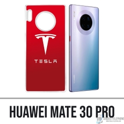 Custodia Huawei Mate 30 Pro - Logo Tesla Rosso