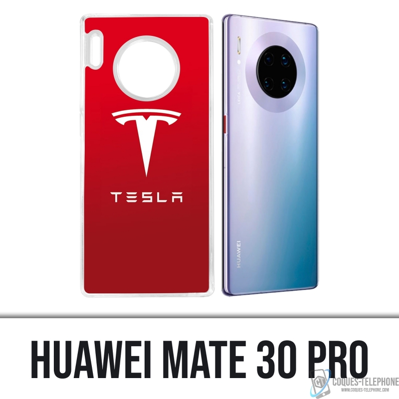 Funda para Huawei Mate 30 Pro - Tesla Logo Rojo
