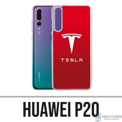 Coque Huawei P20 - Tesla Logo Rouge