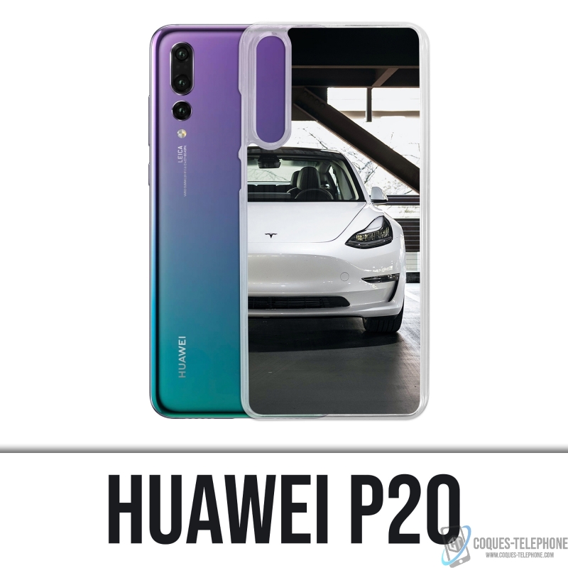 Custodia Huawei P20 - Tesla Model 3 Bianca