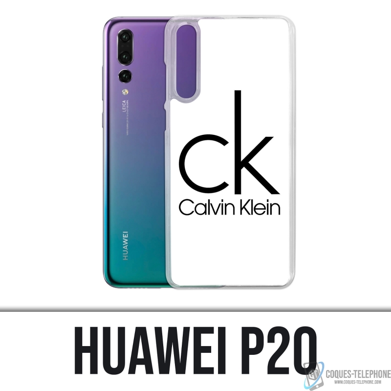 Custodia Huawei P20 - Logo Calvin Klein bianco