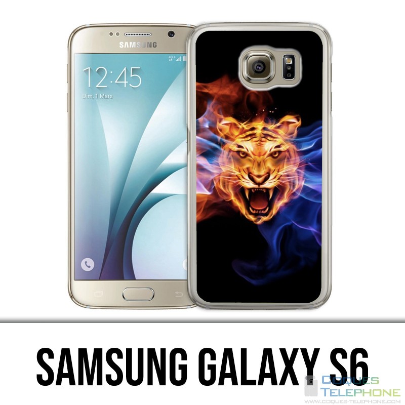 Samsung Galaxy S6 Hülle - Tiger Flames