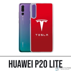 Custodia Huawei P20 Lite - Logo Tesla Rosso