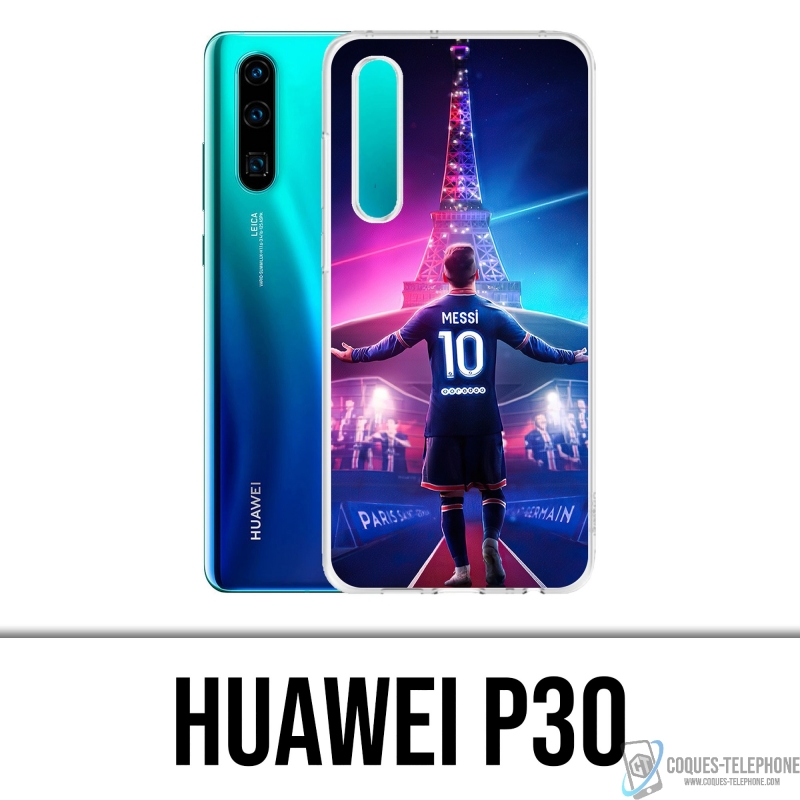 Funda Huawei P30 - Messi PSG Paris Torre Eiffel