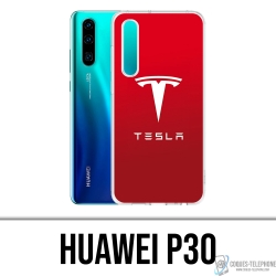 Coque Huawei P30 - Tesla Logo Rouge