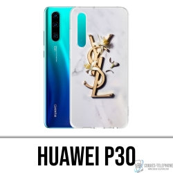 Huawei P30 Case - YSL Yves Saint Laurent Marble Flowers