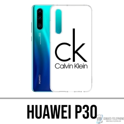 Coque Huawei P30 - Calvin Klein Logo Blanc