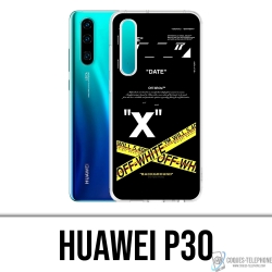 Custodia Huawei P30 - Righe incrociate bianco sporco