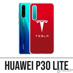 Custodia Huawei P30 Lite - Logo Tesla Rosso