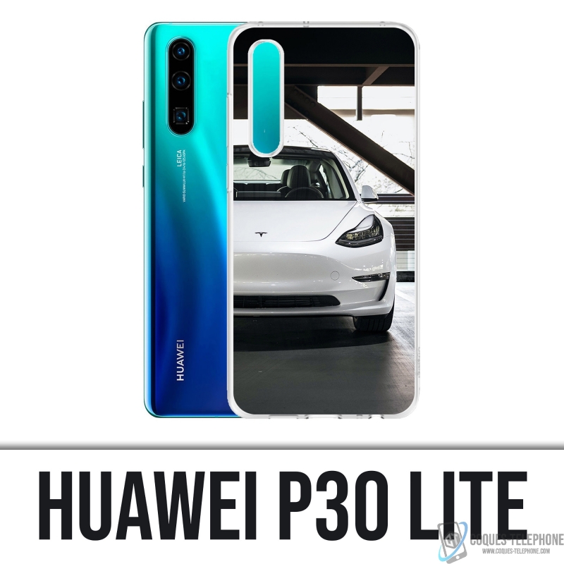 Huawei P30 Lite Case - Tesla Model 3 White