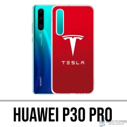 Custodia Huawei P30 Pro - Logo Tesla Rosso