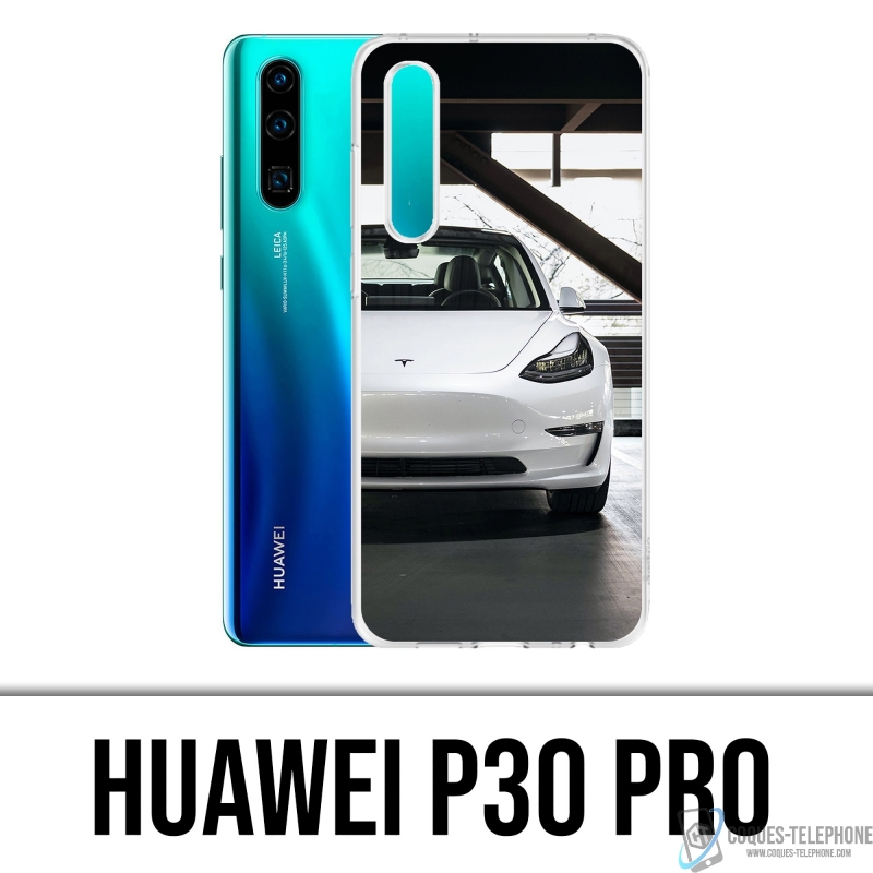 Huawei P30 Pro Case - Tesla Model 3 Weiß