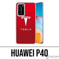 Custodia Huawei P40 - Logo Tesla Rosso