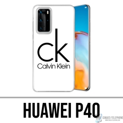 Custodia Huawei P40 - Logo Calvin Klein bianco