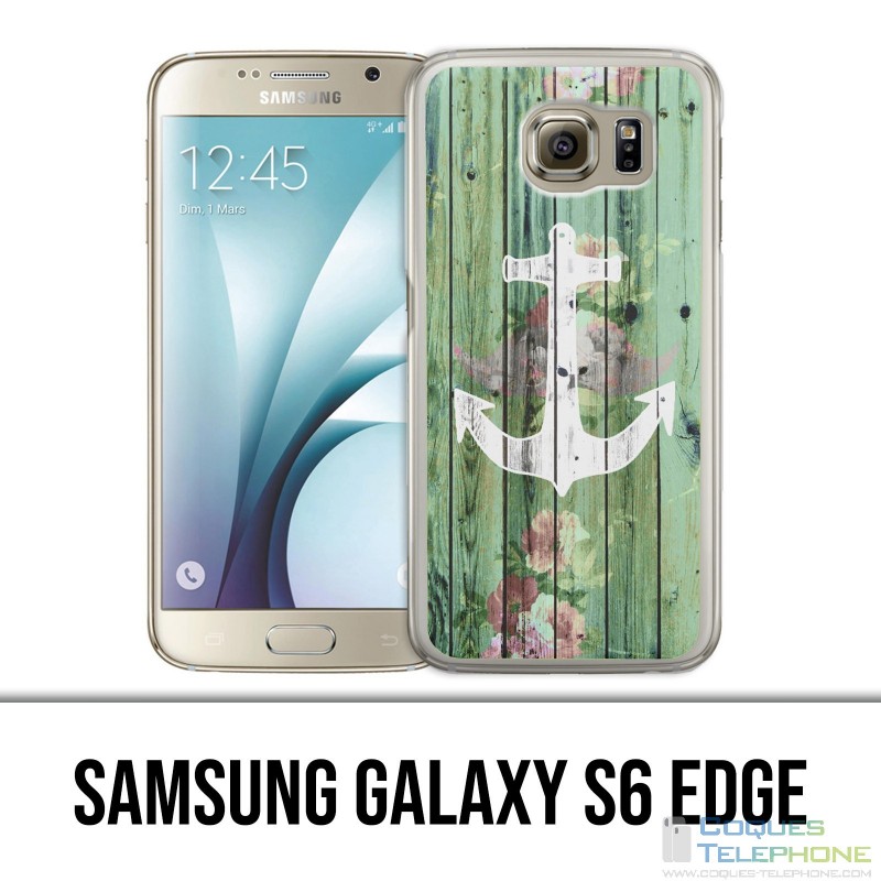 Carcasa Samsung Galaxy S6 edge - Ancla marina de madera