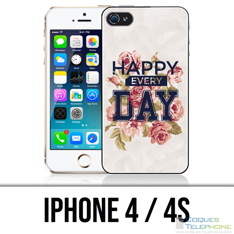 Coque iPhone 4 / 4S - Happy Every Days Roses