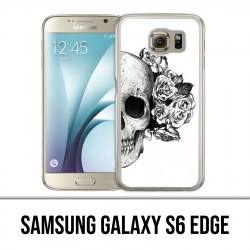 Samsung Galaxy S6 edge case - Skull Head Roses Black White