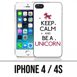 Coque iPhone 4 / 4S - Keep Calm Unicorn Licorne