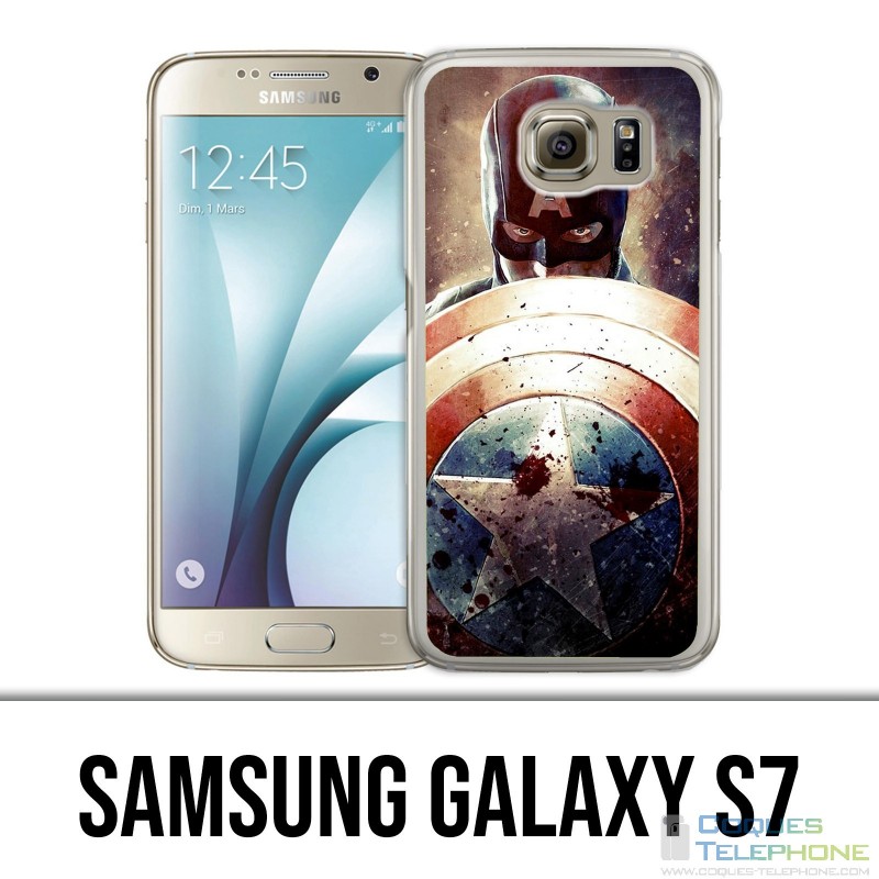 Samsung Galaxy S7 Hülle - Captain America Grunge Avengers