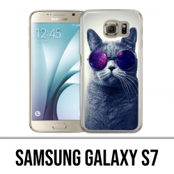 Coque Samsung Galaxy S7  - Chat Lunettes Galaxie
