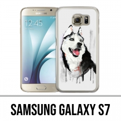 Coque Samsung Galaxy S7  - Chien Husky Splash