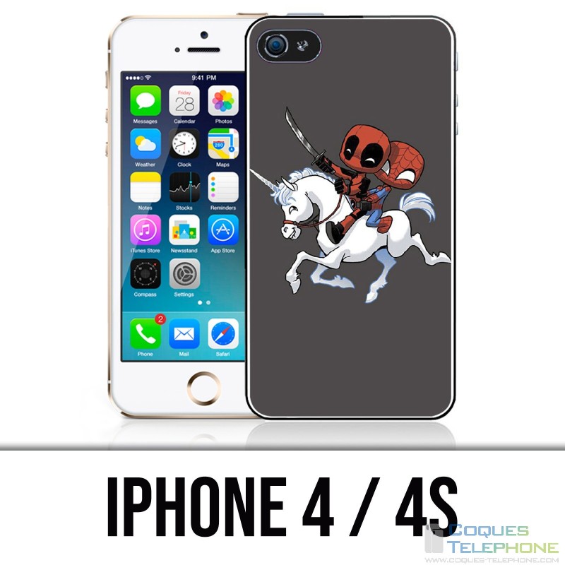Coque iPhone 4 / 4S - Licorne Deadpool Spiderman