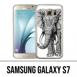 Coque Samsung Galaxy S7 - Eléphant Aztèque Noir Et Blanc