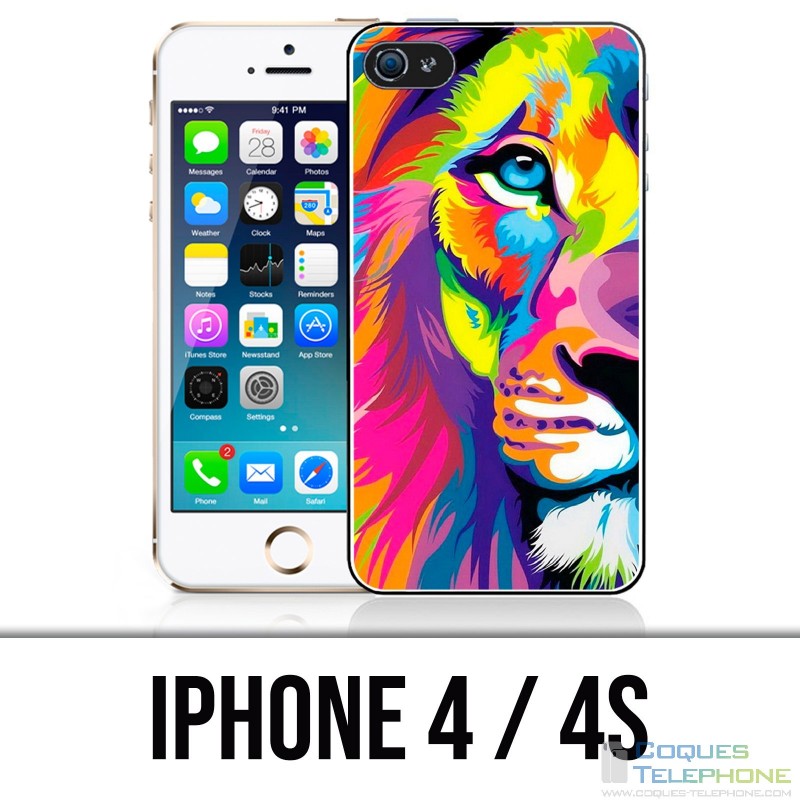 IPhone 4 / 4S Fall - mehrfarbiger Löwe