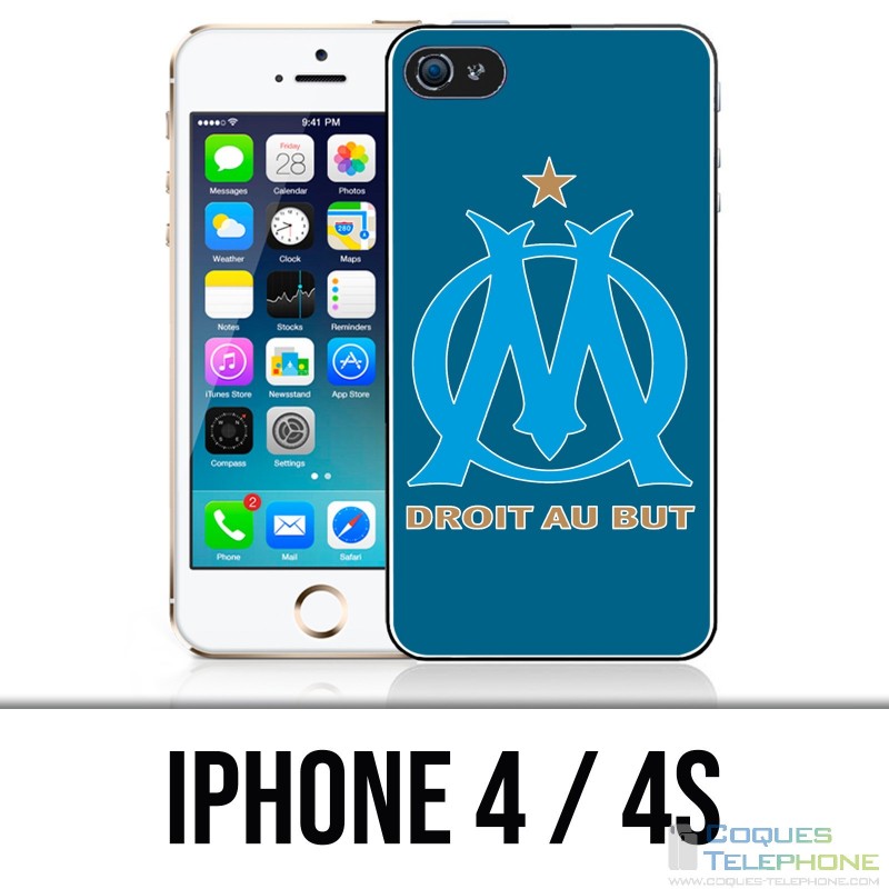 Coque iPhone 4 / 4S - Logo Om Marseille Big Fond Bleu