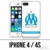 Coque iPhone 4 / 4S - Logo Om Marseille Blanc