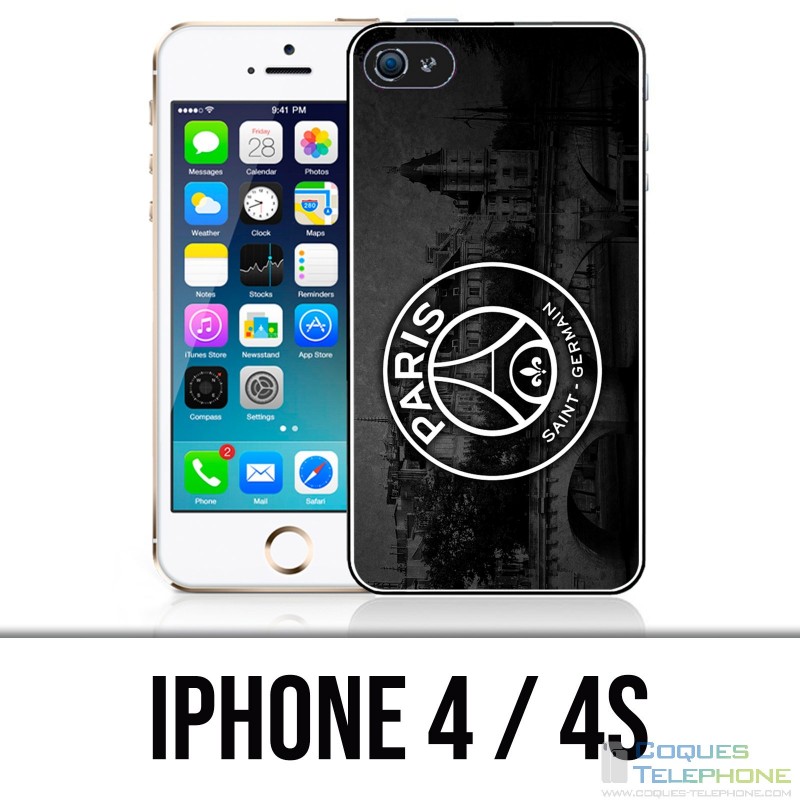 Custodia per iPhone 4 / 4S - Logo Psg sfondo nero