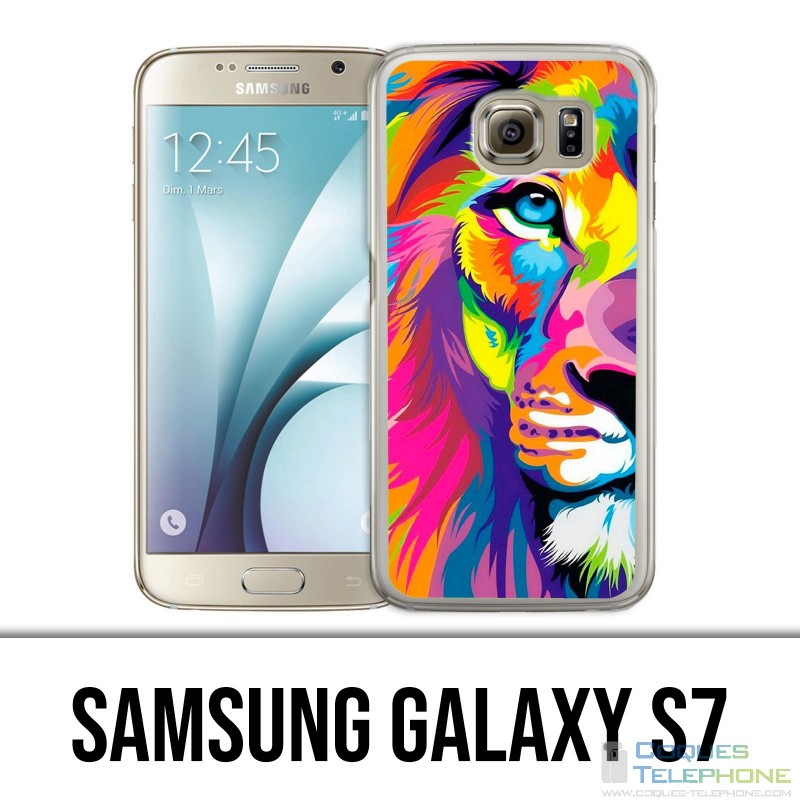 Coque Samsung Galaxy S7 - Lion Multicolore
