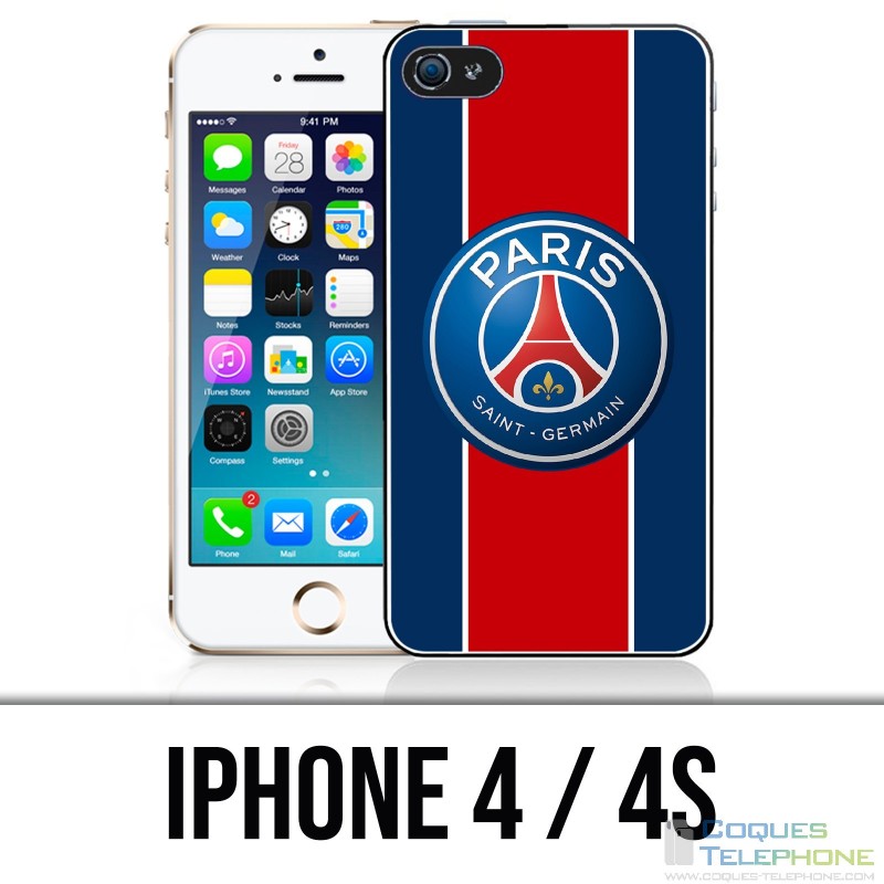 Coque iPhone 4 / 4S - Logo Psg New Bande Rouge