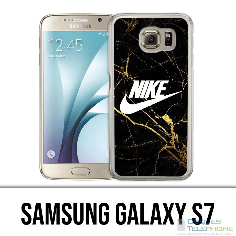 Coque Samsung Galaxy S7  - Nike Logo Gold Marbre