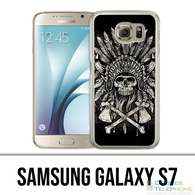 Samsung Galaxy S7 Case - Skull Head Feathers