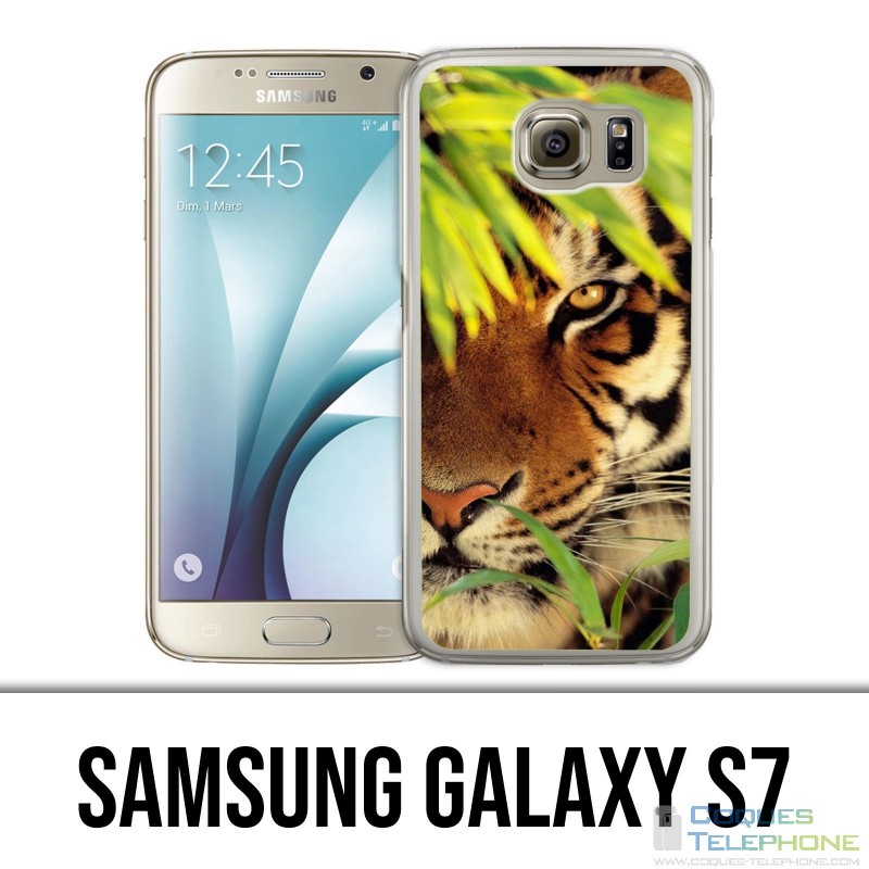 Coque Samsung Galaxy S7  - Tigre Feuilles
