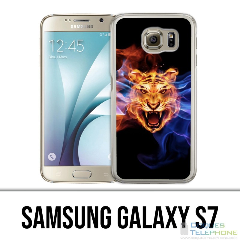 Coque Samsung Galaxy S7  - Tigre Flammes